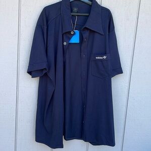 Adidas Men's Button Down Short Sleeve Shirt Navy Blue NWT Size XL